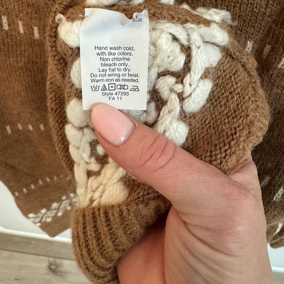 J. Crew Tan Knit Sweater with cream details. Size S - Picture 6 of 8